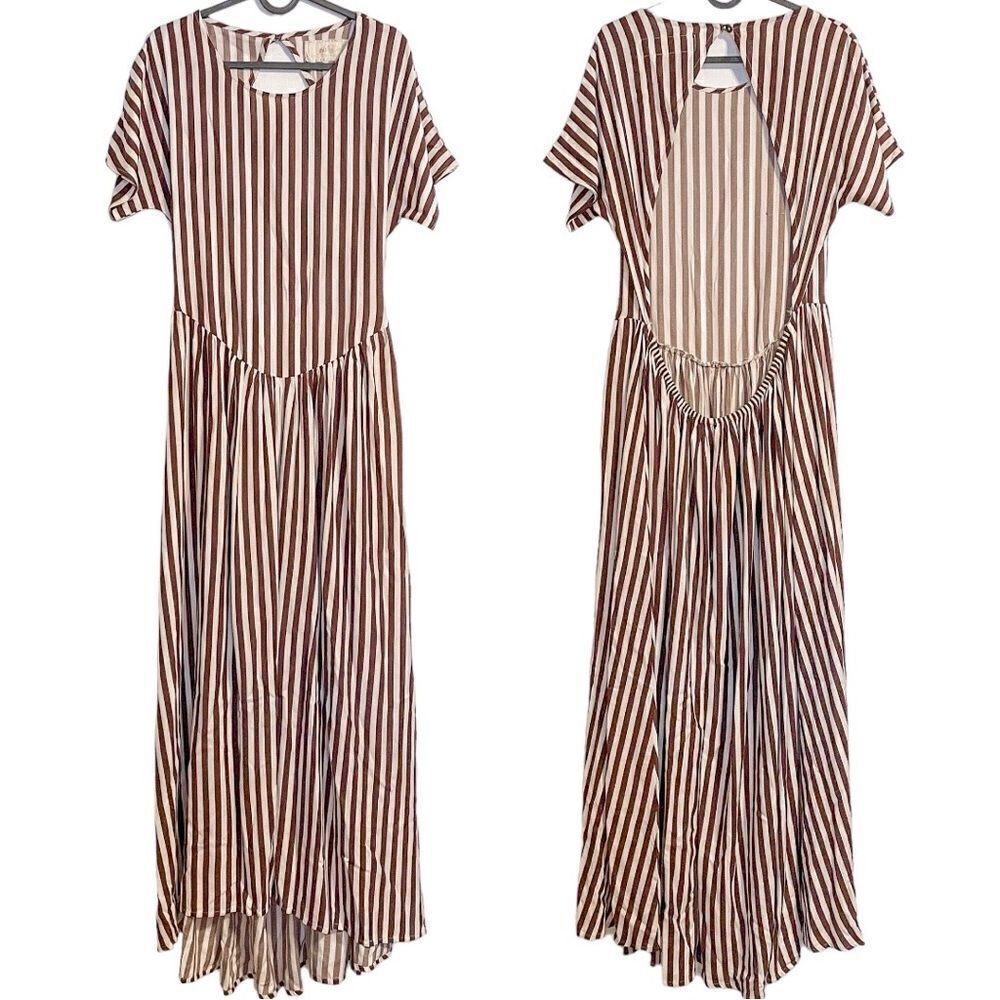 Jens Pirate Booty French Stripe Navi Maxi Dress L - Picture 3 of 9